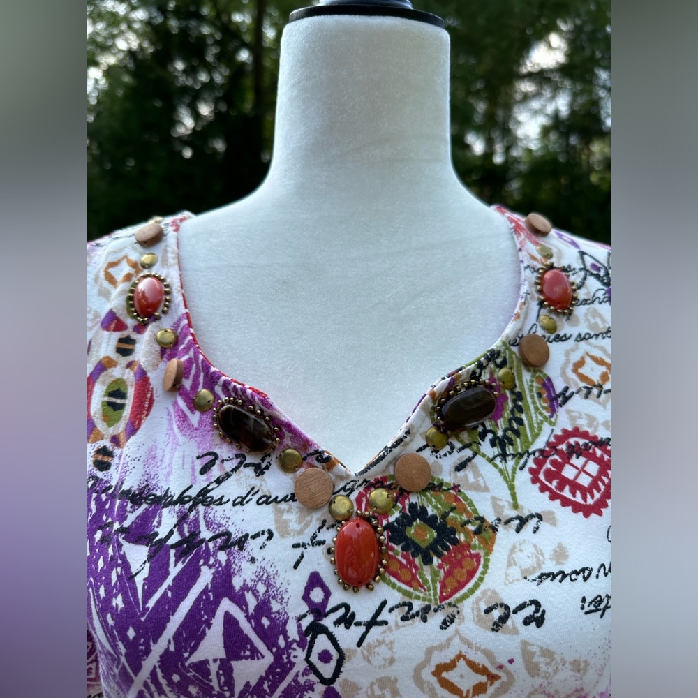 Ruby Rd Aztec With Writing Top - Picture 2 of 6